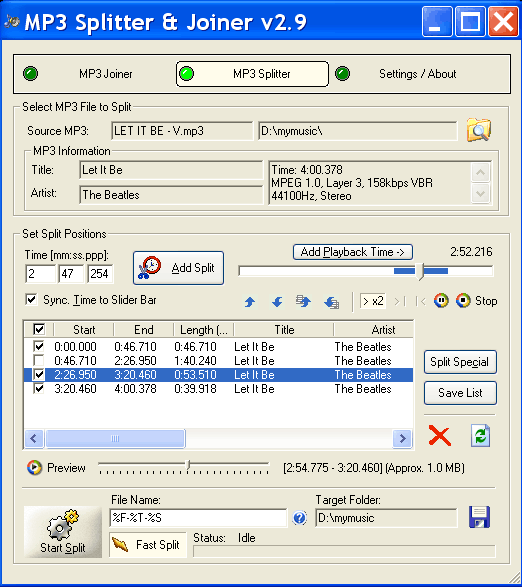 MP3 Splitter  Joiner 3.41