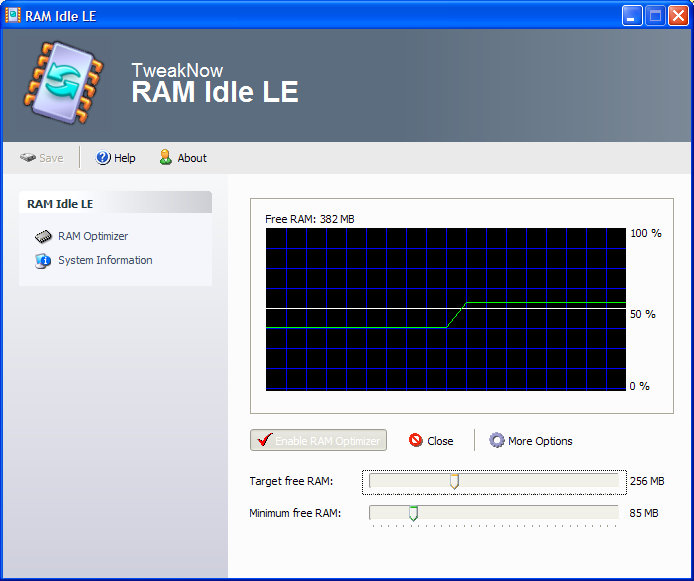 Показывать свободную память и.т.д. TweakNow RAM Idle - бесплатная