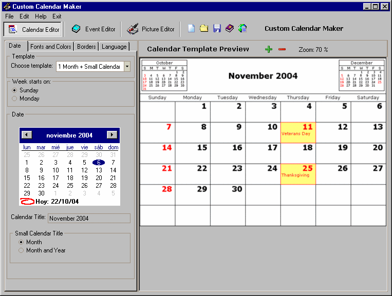 publisher calendar of events maker