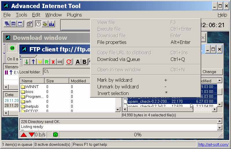 Advanced Internet Tool is powerfull download client with built in FTP