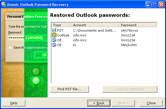 Восстановите все виды Outlook Express и паролей Outlook Express.