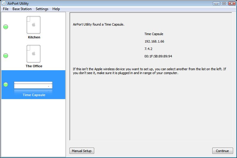 Airport utility wireless client setup