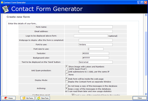 Quick & Easy Online Form Builder for HTML.