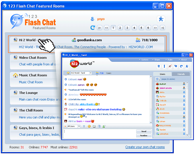 123 flash chat client rooms