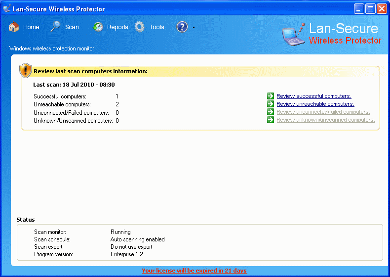Lan-Secure Wireless Protector Enterprise screenshot
